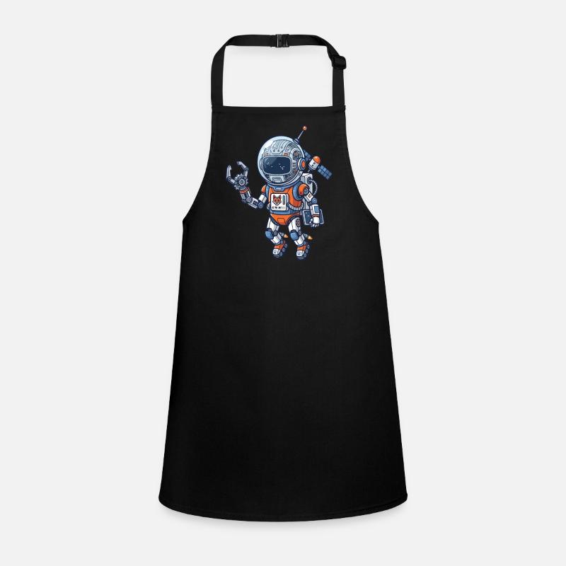 Astronaut Robot in Orange Blue Suit Children's Apron
