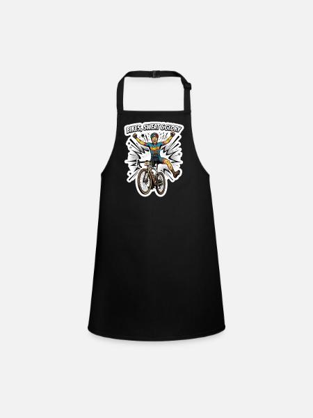 Bikes Sweat & Glory Gravel Cycling Pop Art - Children's Apron - black - Front