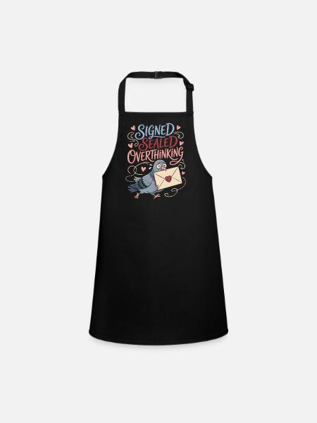 Signed Sealed Overthinking Dove - Children's Apron - black - Front