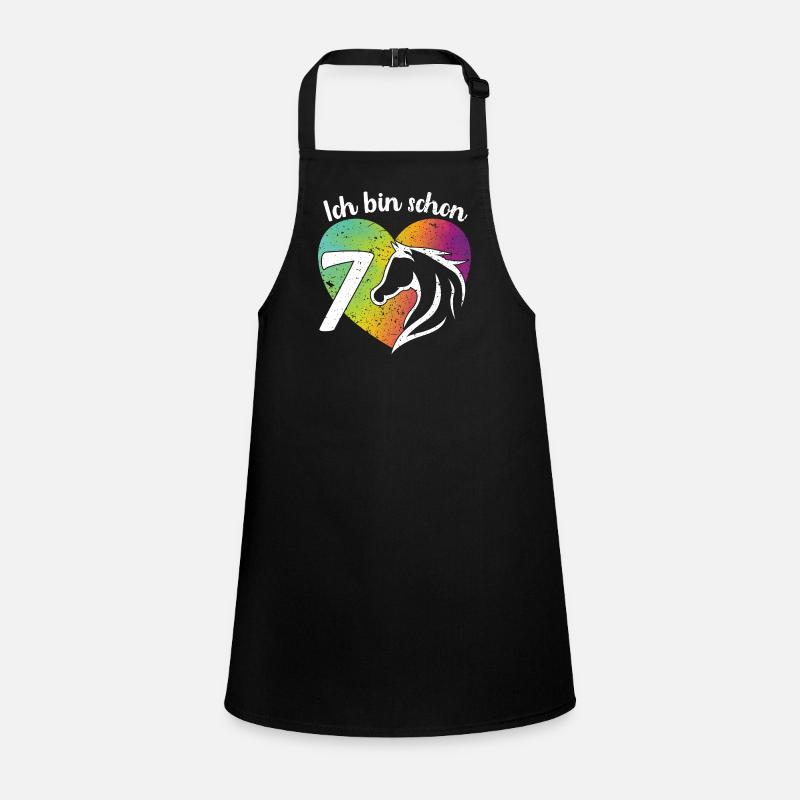 Ich bin schon 7 Geburtstagsshirt Mädchen Pferd Schürze für Kinder