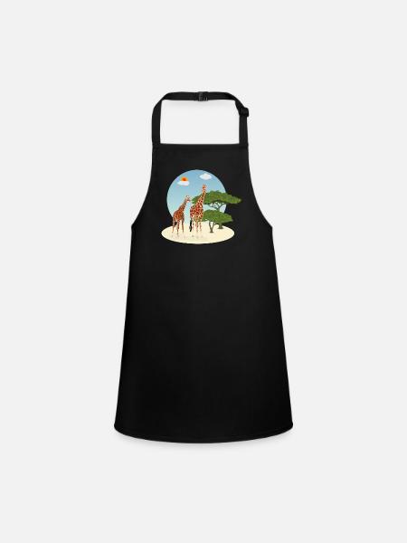 Mother and baby giraffe - Children's Apron - black - Front
