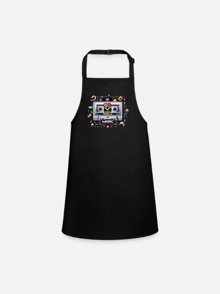 Electric 90s Cassette Vibes - Children's Apron - black - Front