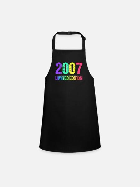 2007 Limited Edition Jahrgang 07er Retro Jahrgang - Schürze für Kinder - Schwarz - Vorne