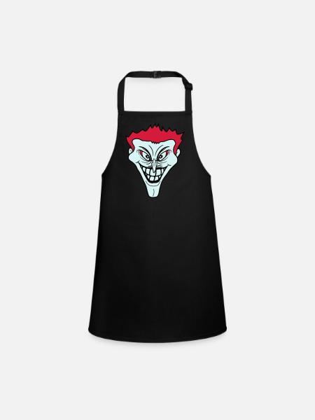 psycho psychopath verrueckt clown joker grinsen mu - Schürze für Kinder - Schwarz - Vorne