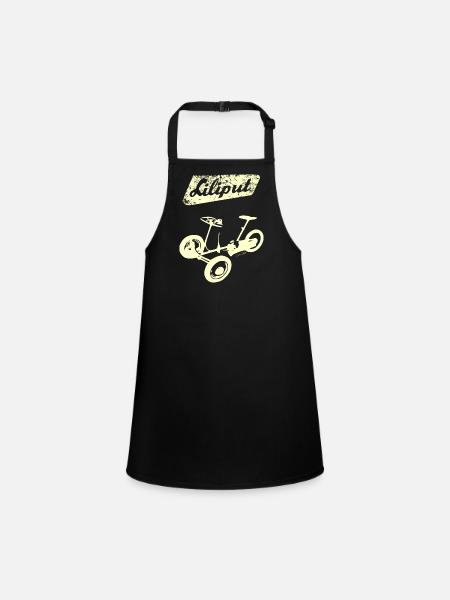 Liliput DDR Dreirad Spielzeug Ostalgie T-Shirt - Schürze für Kinder - Schwarz - Vorne