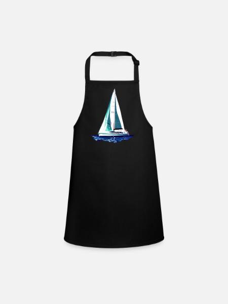 Sailing Sailboat Sailing Sailing Sailing Ship - Children's Apron - black - Front
