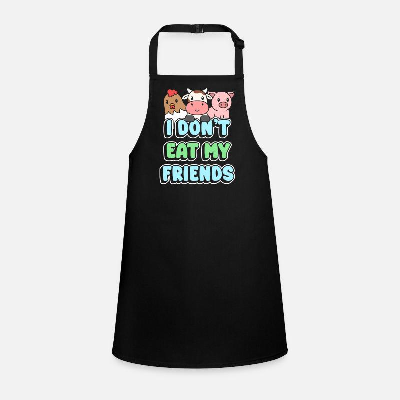 Friends Chicken Cow Pig Design for Vegans Children's Apron