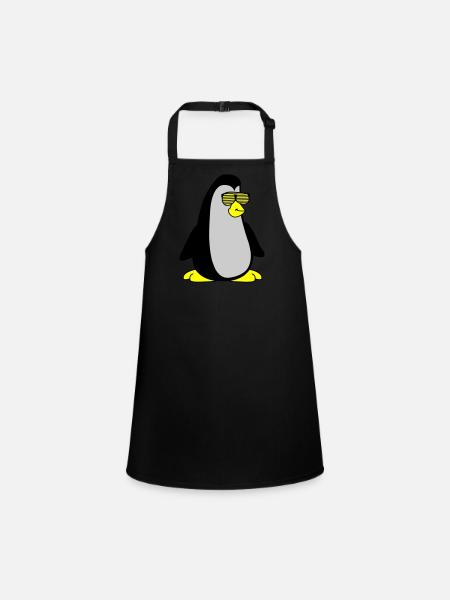 cool Pinguin 002 - Schürze für Kinder - Schwarz - Vorne
