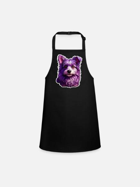 Niedlicher Hund im modernen Design - Schürze für Kinder - Schwarz - Vorne