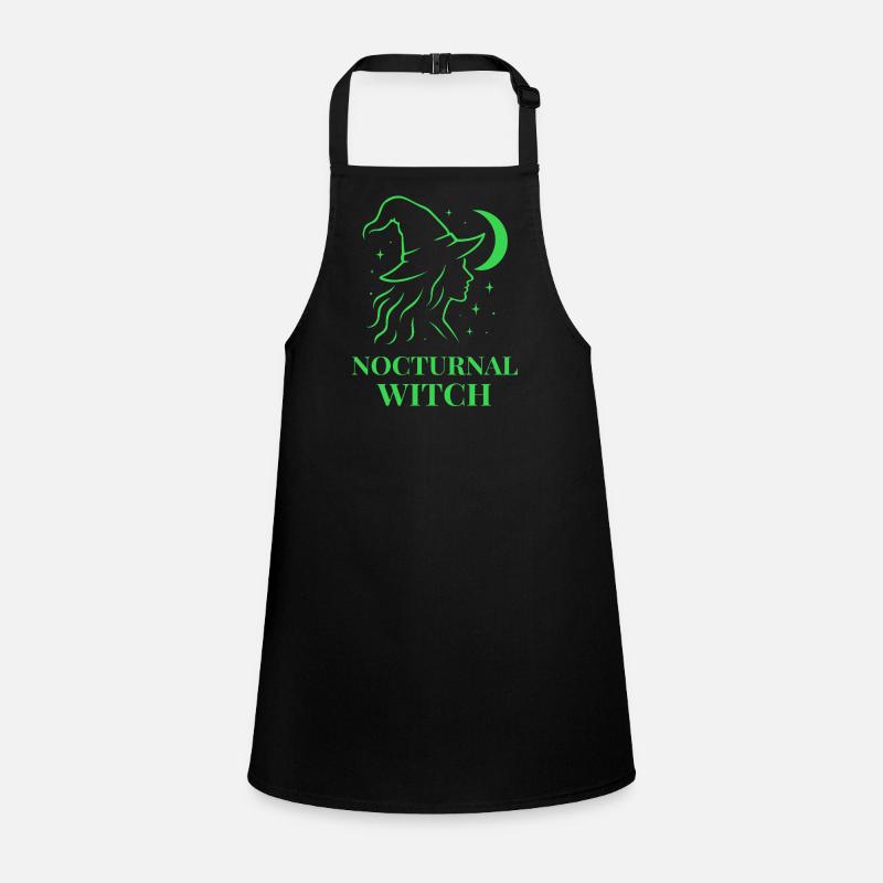 Nocturnal Witch with Moon and Stars Green Children's Apron
