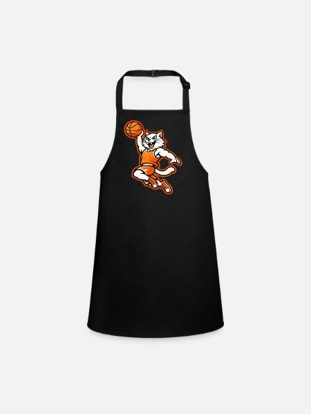 Angry Basketball Cat Slam Dunk Mascot - Children's Apron - black - Front