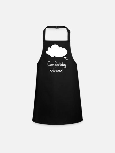 Comfortably Delusional, White - Children's Apron - black - Front