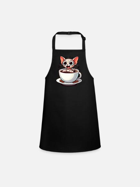 Sphinx chat café café amoureux du café Design - Tablier Enfant - noir - Devant