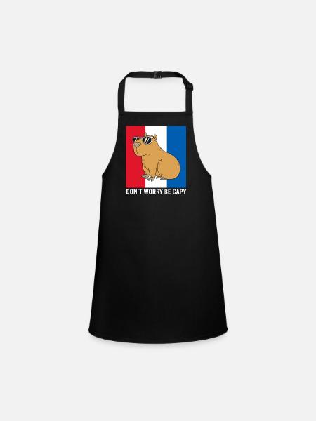 Dont Worry Be Cappy Capybara - Children's Apron - black - Front