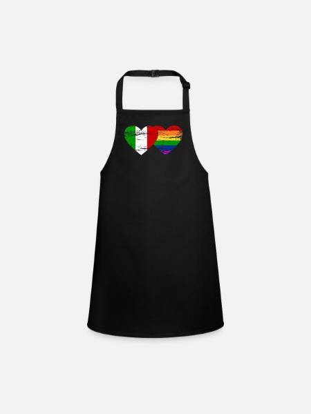 Drapeau arc-en-ciel de l’Italie utilisé - Tablier Enfant - noir - Devant