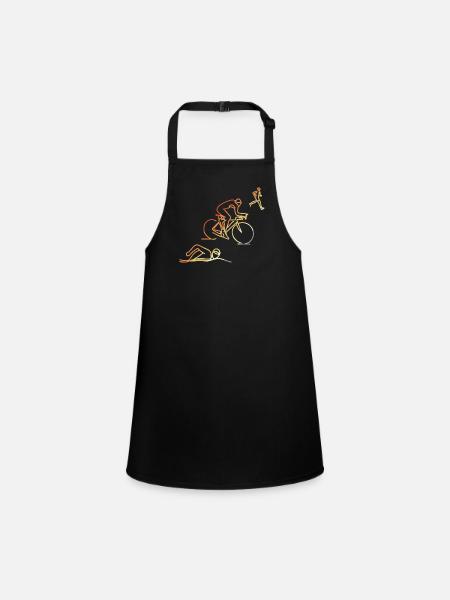 Triathlon in retro style - Children's Apron - black - Front