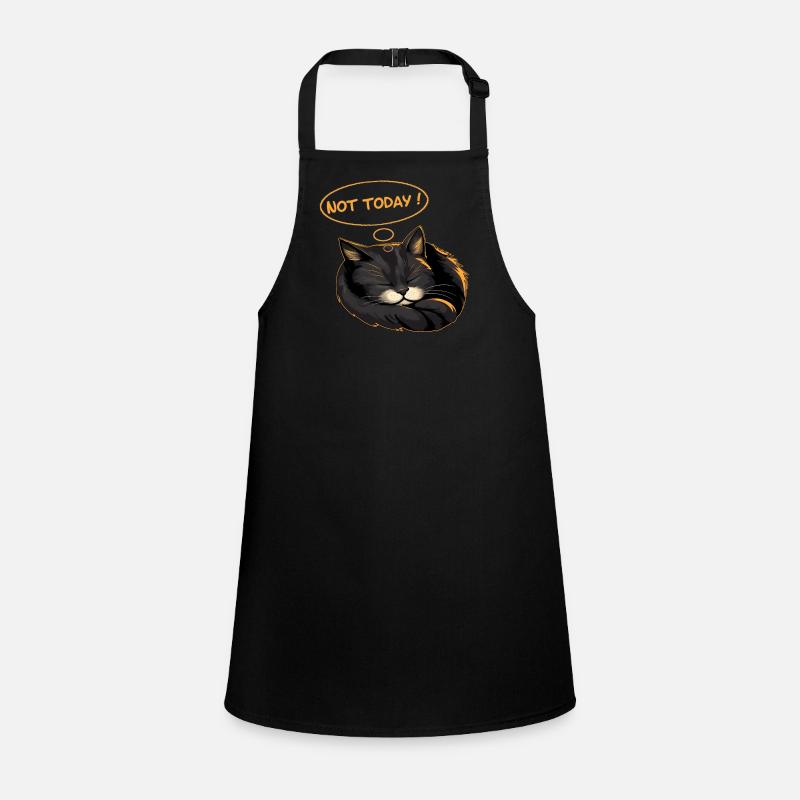 Funny Cat Design - Not Today Sleeping Cat - Children's Apron - black