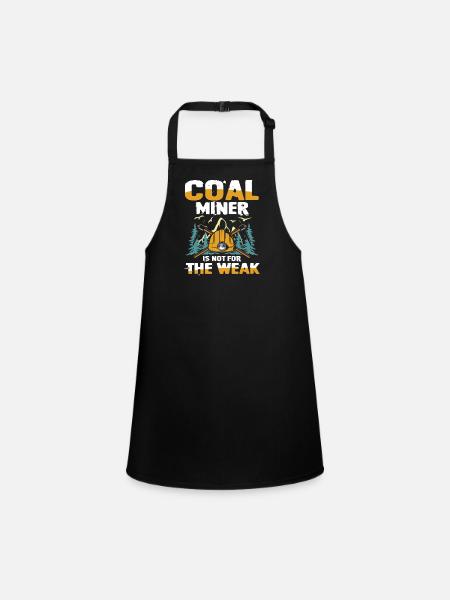 Coal Miner für einen Bergmann und Minenarbeiter - Schürze für Kinder - Schwarz - Vorne