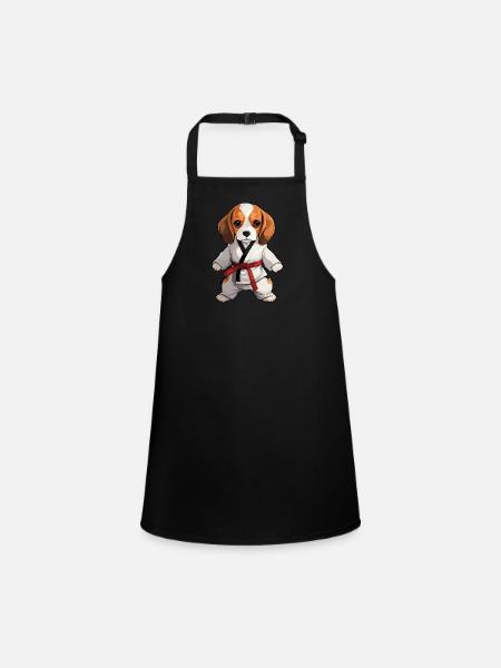Karaté Beagle : Chien mignon en tenue de combat - Tablier Enfant - noir - Devant