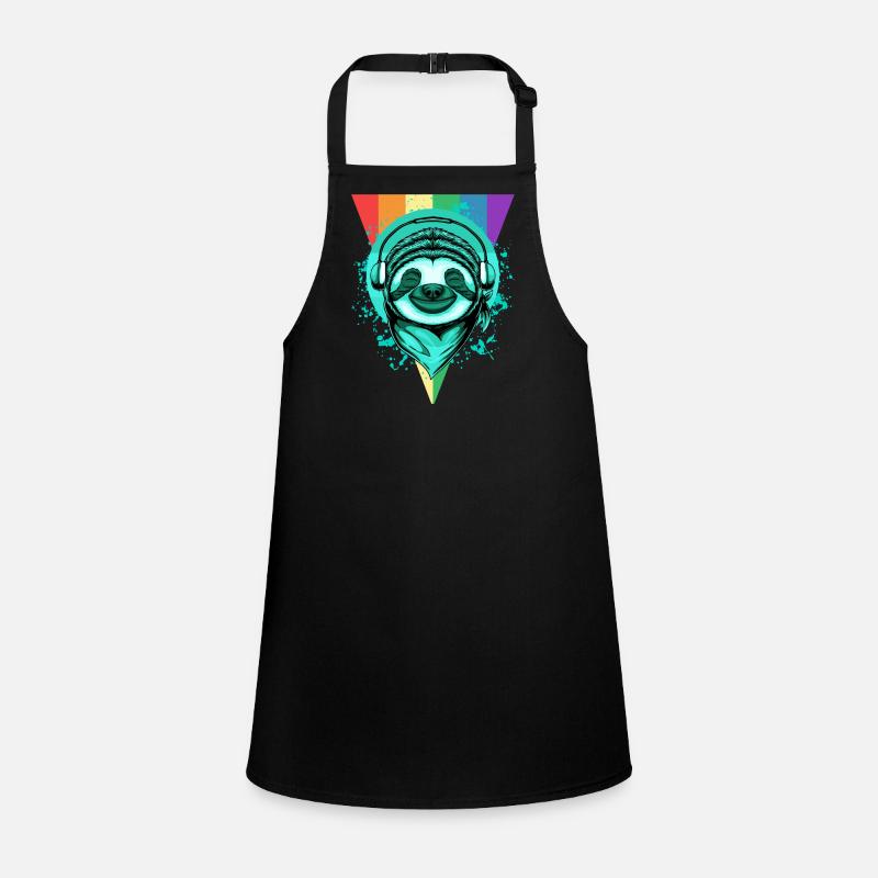 Sloth with headphones & rainbow Children's Apron