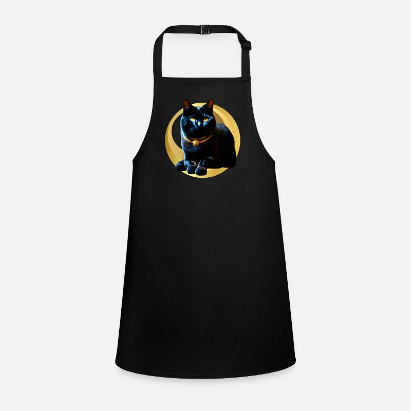Chat noir collier doré Tablier Enfant