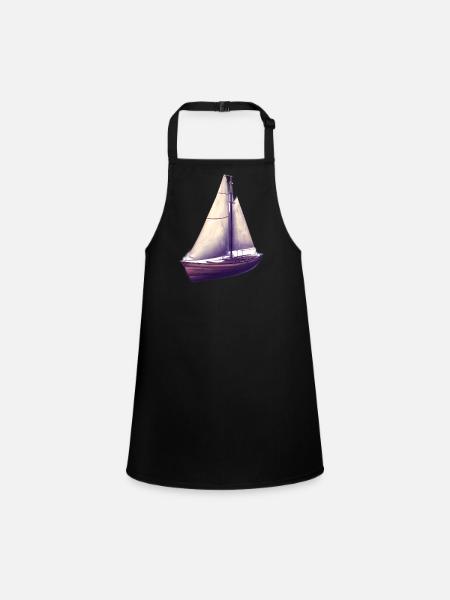 Sailing Sailing Ship Sailboat Sailing Sailing Sailor - Children's Apron - black - Front