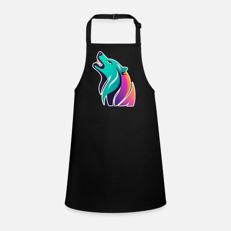 colorful stylized wolf Children's Apron