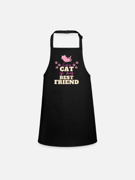 Katzen Katzenfreund shirt - Schürze für Kinder - Schwarz - Vorne