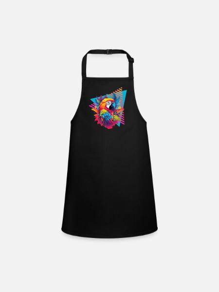 Parrot 80s style - Children's Apron - black - Front