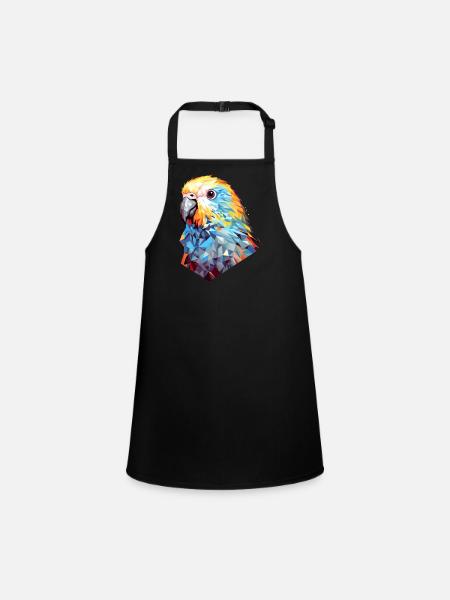 Budgie Polygon Bird Budgies - Children's Apron - black - Front