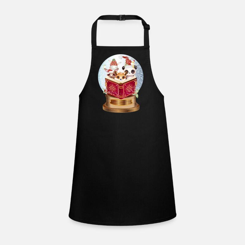 Animals reading in a snow globe at Christmas Children's Apron