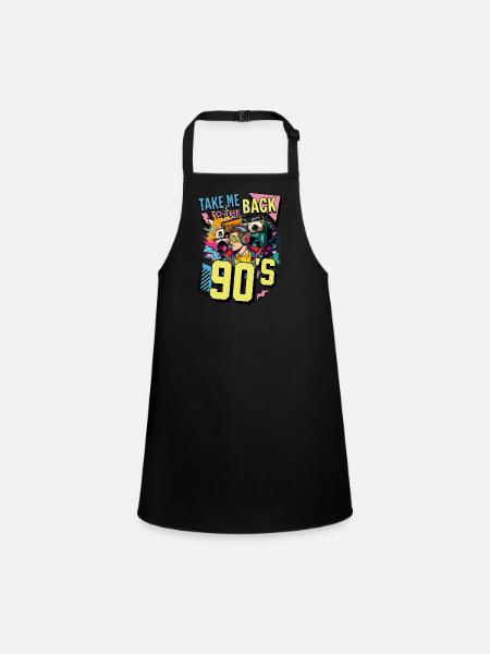 90s 90s Music Ghetto Blaster Headphones Party - Children's Apron - black - Front