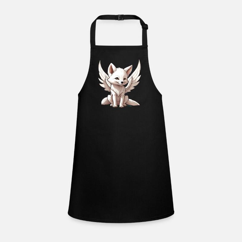 Magical cute white fox with angel wings Children's Apron