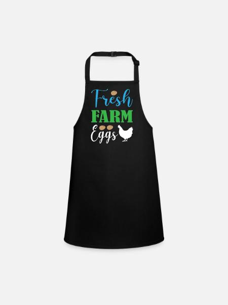 Fresh Farm Eggs - Children's Apron - black - Front