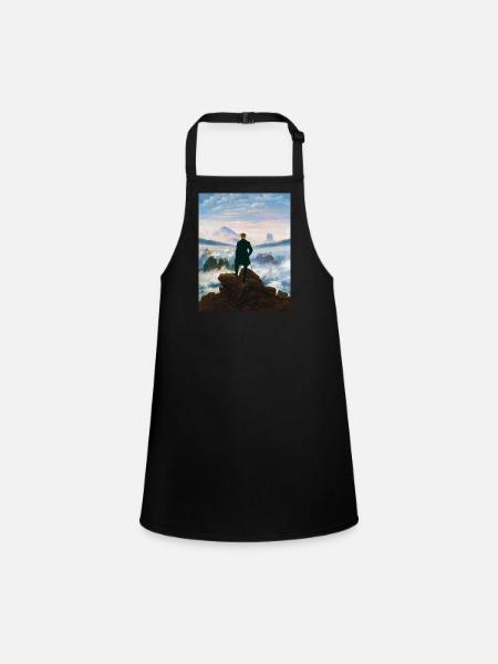 Vagabond au-dessus de la mer de brouillard Caspar David Friedrich - Tablier Enfant - noir - Devant