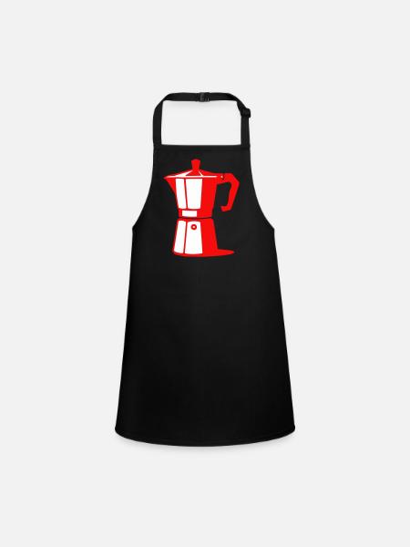 Coffee Pot Illustration for Cafe Lovers - Children's Apron - black - Front