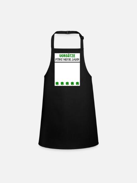 New Year's Eve New Year's Eve Shamrock New Year's Resolutions - Children's Apron - black - Front