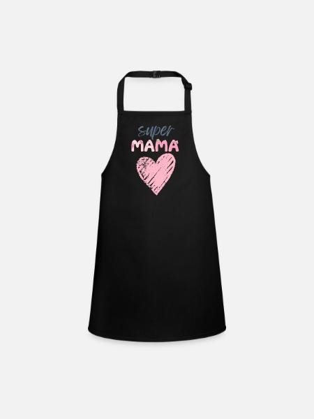 Mama - Super Mama - Schürze für Kinder - Schwarz - Vorne