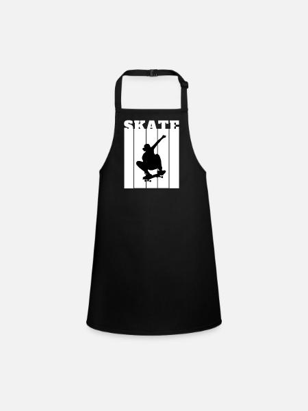 Skateboard Silhouette Skater Gift Cool Shirt - Children's Apron - black - Front