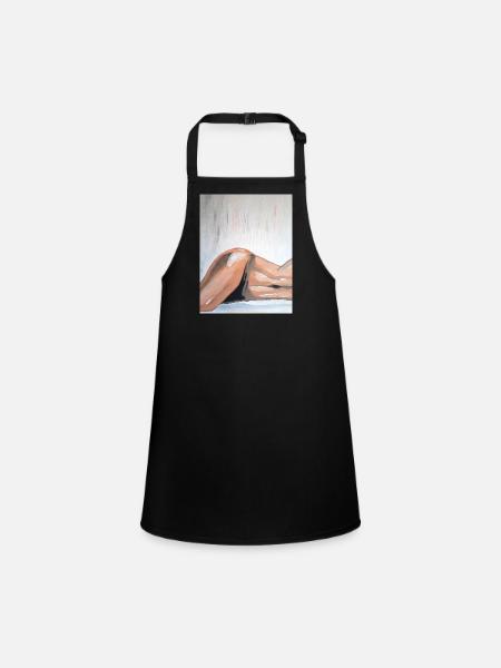 Impressionist Nude Lying Down - Children's Apron - black - Front