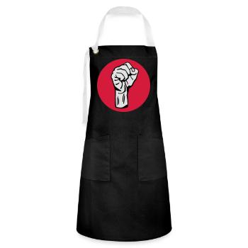 Fist - Protest - Democracy - Artisan Apron - black/white - Front - Zoe (177cm)
