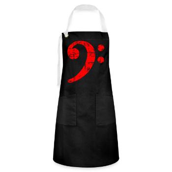 Bass Clef Vintage Musical Symbols Design (Rouge) - Tablier contrasté - noir/blanc - Devant - Zoe (177cm)