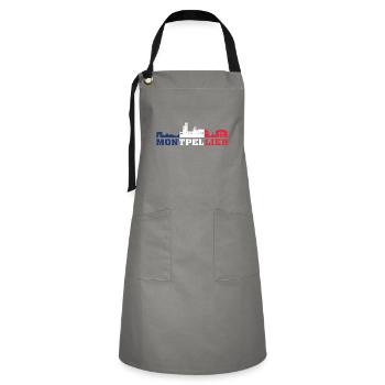 Montpellier City Skyline France Landmark Map - Artisan Apron - grey/black - Front - Zoe (177cm)