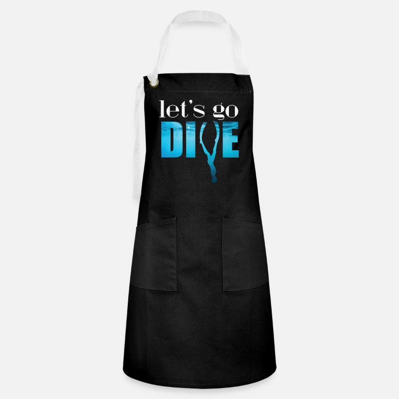 lets go dive - Artisan Apron - black/white