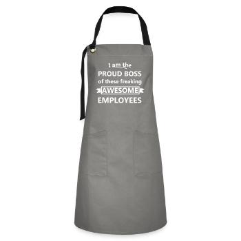 Chef - Kontrastschürze - Grau/Schwarz - Vorne - Zoe (177cm)