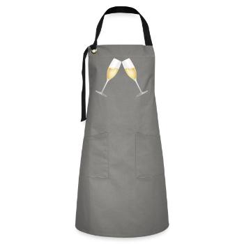 two glasses filled with sparkling wine - Artisan Apron - grey/black - Front - Zoe (177cm)