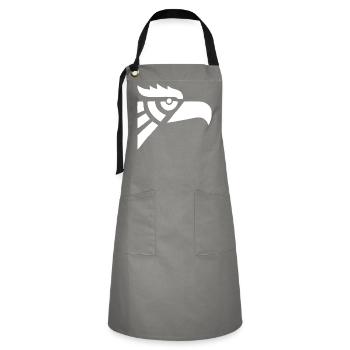 Aztec white eagle head - Artisan Apron - grey/black - Front - Zoe (177cm)