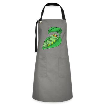 Caterpillar with leaf as parasol - Artisan Apron - grey/black - Front - Zoe (177cm)