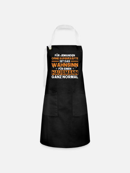 Spruch Hausmann Putzkraft Geschenk - Kontrastschürze - Schwarz/Weiß