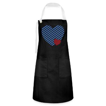 Double Heart - Design textile gift idea - Artisan Apron - black/white - Front - Zoe (177cm)